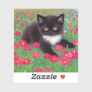 Gustav Klimt Tuxedo Cat Aufkleber