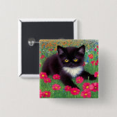 Gustav Klimt Tuxedo Cat Button (Vorne & Hinten)