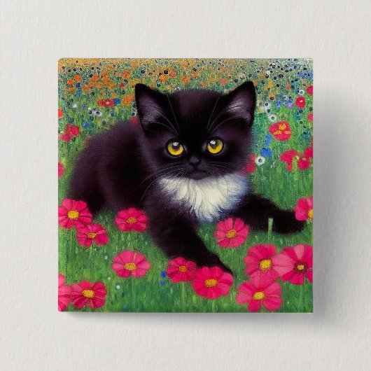 Gustav Klimt Tuxedo Cat Button (Vorderseite)