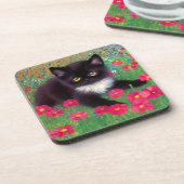Gustav Klimt Tuxedo Cat Getränkeuntersetzer (Linke Seite)