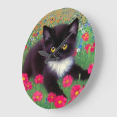 Gustav Klimt Tuxedo Cat Große Wanduhr (Winkel)