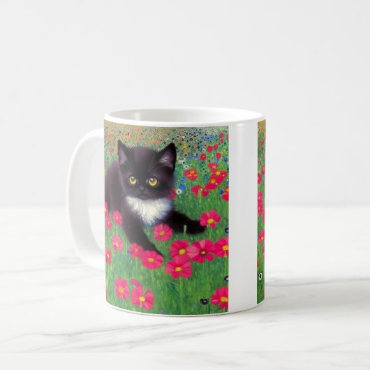 Gustav Klimt Tuxedo Cat Kaffeetasse (Vorderseite Links)
