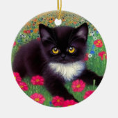 Gustav Klimt Tuxedo Cat Keramik Ornament (Vorne)