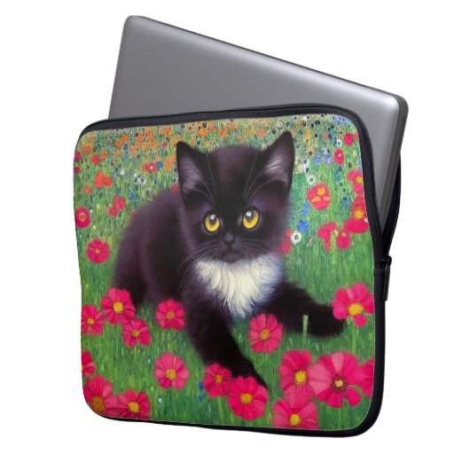 Gustav Klimt Tuxedo Cat Laptopschutzhülle (Vorderseite Links)