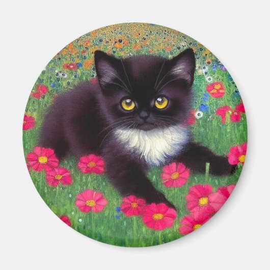Gustav Klimt Tuxedo Cat Magnet (Vorne)