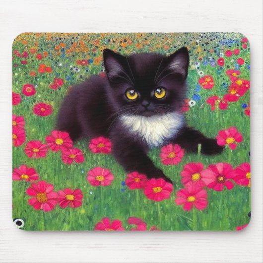 Gustav Klimt Tuxedo Cat Mousepad (Vorne)