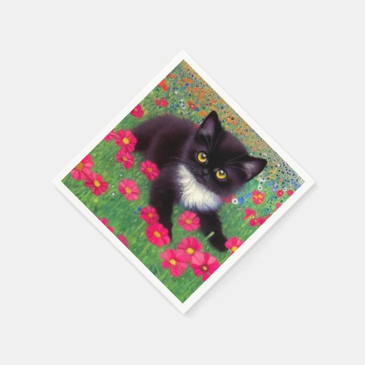 Gustav Klimt Tuxedo Cat Serviette (Ecke)
