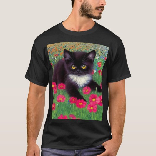 Gustav Klimt Tuxedo Cat T-Shirt (Vorderseite)
