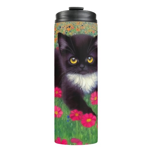 Gustav Klimt Tuxedo Cat Thermosbecher (Vorderseite)