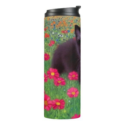 Gustav Klimt Tuxedo Cat Thermosbecher (Nach links gedreht)