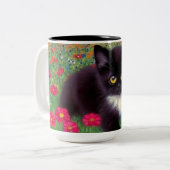 Gustav Klimt Tuxedo Cat Zweifarbige Tasse (Vorderseite Links)