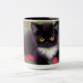Gustav Klimt Tuxedo Cat Zweifarbige Tasse (Mittel)
