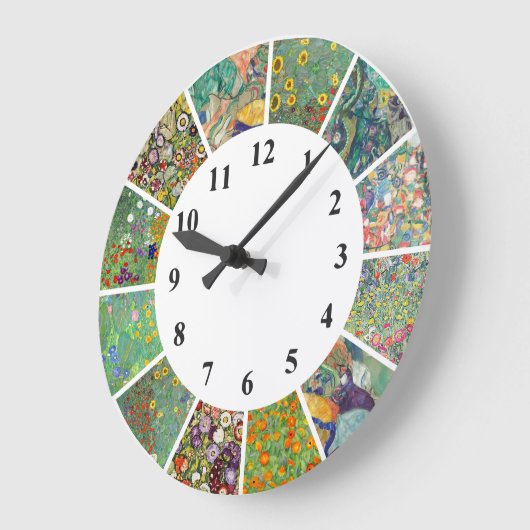 Gustav Klimt Wall Clock Blaue Blumenmuster Große Wanduhr (Winkel)