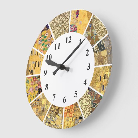 Gustav Klimt Wall Clock - Goldenes Muster Jugendst Große Wanduhr (Winkel)