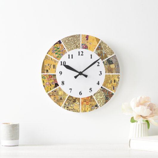 Gustav Klimt Wall Clock - Goldenes Muster Jugendst Große Wanduhr (Zuhause)