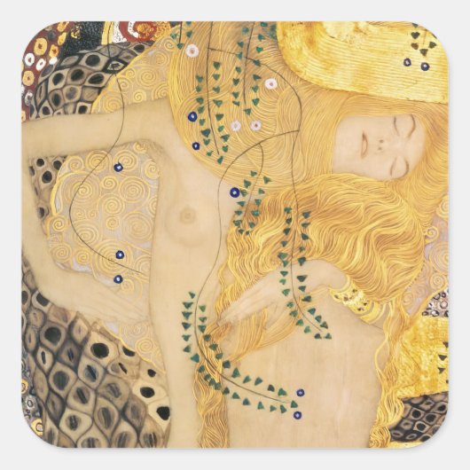 Gustav Klimt - Wasserläufe I Quadratischer Aufkleber (Vorderseite)