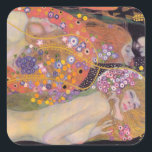 Gustav Klimt - Wasserläufe II Quadratischer Aufkleber<br><div class="desc">Wasserschlangen II - Gustav Klimt,  Öl auf Leinwand,  1904-1907</div>