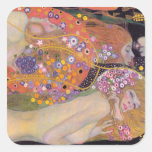 Gustav Klimt - Wasserläufe II Quadratischer Aufkleber