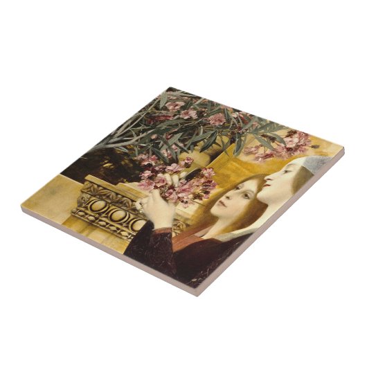 Gustav Klimt - zwei Mädchen mit Oleander Fliese (Seite)