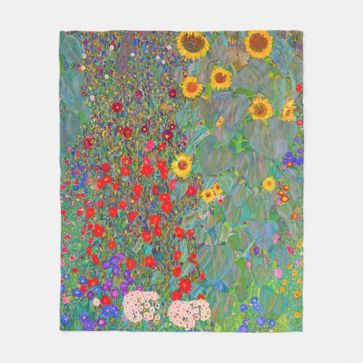 Gustav Klimts Bauerngarten mit Sonnenblumen Fleecedecke (Vorderseite)