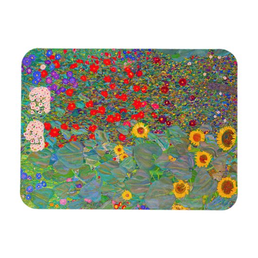 Gustav Klimts Bauerngarten mit Sonnenblumen Magnet (Horizontal)