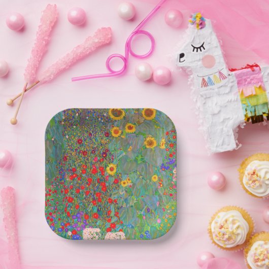 Gustav Klimts Bauerngarten mit Sonnenblumen Pappteller (Party)