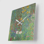 Gustav Klimts Bauerngarten mit Sonnenblumen Quadratische Wanduhr (Winkel)