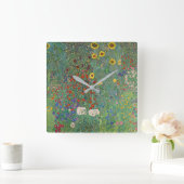 Gustav Klimts Bauerngarten mit Sonnenblumen Quadratische Wanduhr (Zuhause)
