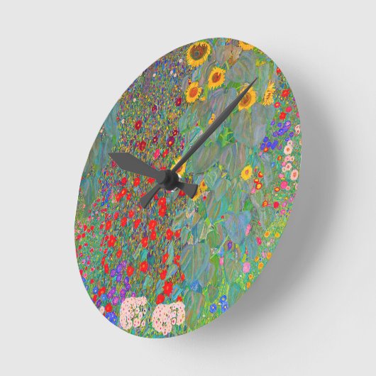 Gustav Klimts Bauerngarten mit Sonnenblumen Runde Wanduhr (Winkel)