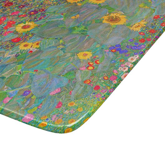 Gustav Klimts Bauerngarten mit Sonnenblumen Schneidebrett (Ecke)