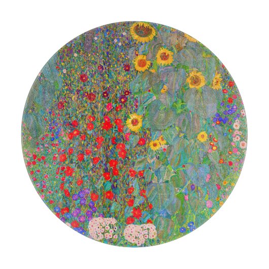 Gustav Klimts Bauerngarten mit Sonnenblumen Schneidebrett (Vorderseite)