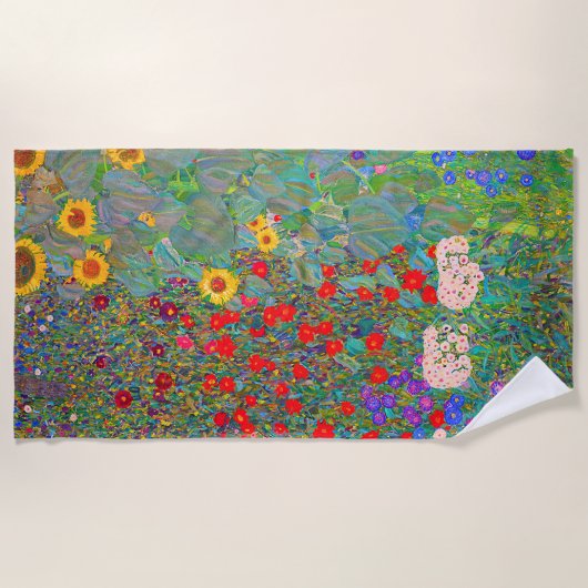 Gustav Klimts Bauerngarten mit Sonnenblumen Strandtuch (Vorderseite)