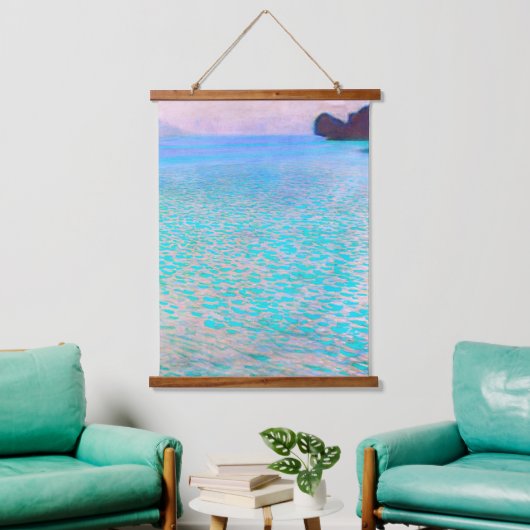 Gustav Klimts berühmtes Gemälde Attersee. Wandteppich Mit Holzrahmen (Wohnzimmer)