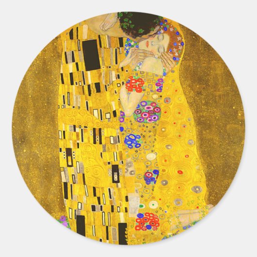 Gustav Klimts berühmtes Kissenbild. Runder Aufkleber (Vorderseite)
