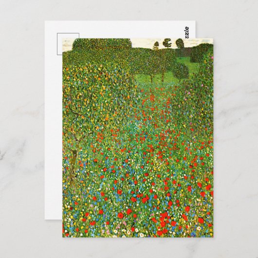 Gustav Klimts berühmtes Mohnfeld (1907). Postkarte (Vorne/Hinten)