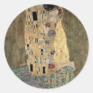 Gustav Klimts Der Kuss (circa 1908) Runder Aufkleber