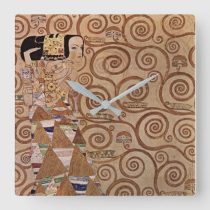 Gustav Klimts Gemälde: Die Erwartung (1908) Quadratische Wanduhr