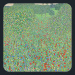 Gustav Klimts Gemälde, Mohnfeld Quadratischer Aufkleber<br><div class="desc">Mohnfeld,  berühmtes Landschaftsbild von Gustav Klimt.</div>