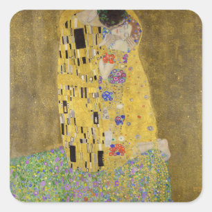 Gustav Klimts Kunst des Kissenmalens Quadratischer Aufkleber