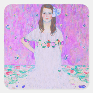 Gustav Klimts Mäda Primavesi-Gemälde Quadratischer Aufkleber