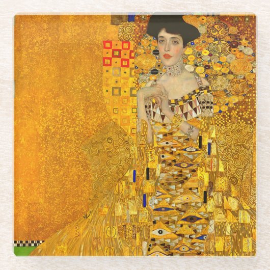Gustav Klimts Portrait von Adele Bloch-Bauer I Glasuntersetzer (Vorderseite)