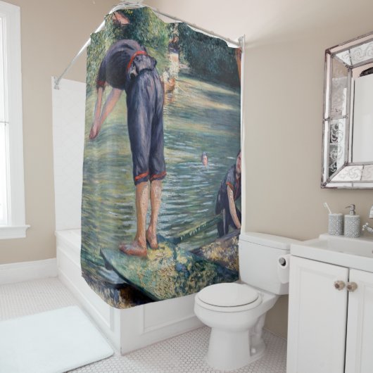 Gustave Caillebotte - Bathers, Bank of the Yerres Duschvorhang (Beispiel)