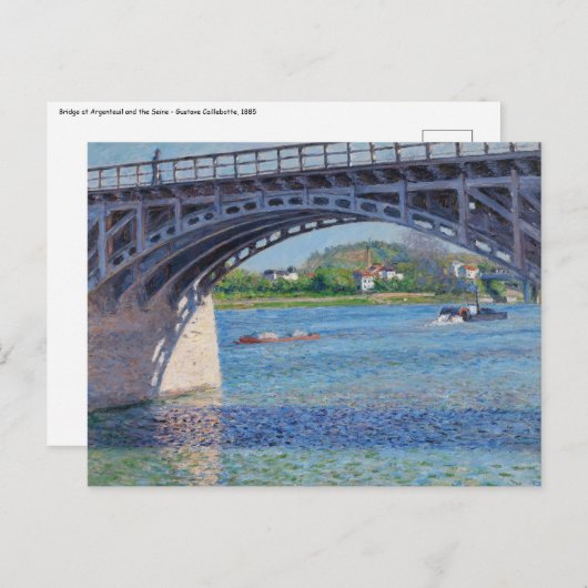 Gustave Caillebotte - Bridge at Argenteuil & Seine Postkarte (Vorne/Hinten)