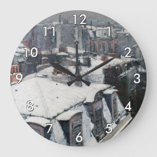 Gustave Caillebotte - Dächer im Schnee Große Wanduhr