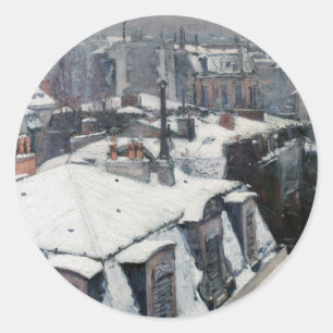 Gustave Caillebotte - Dächer im Schnee Runder Aufkleber