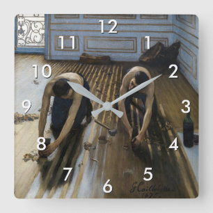 Gustave Caillebotte - Die Parkettschleifer Quadratische Wanduhr