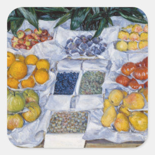 Gustave Caillebotte - Obst auf einem Stand Quadratischer Aufkleber