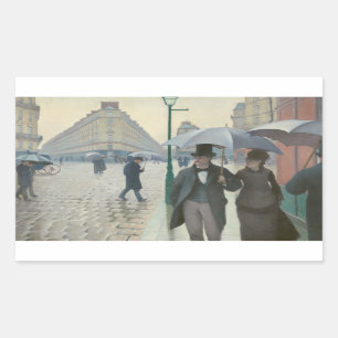 Gustave Caillebotte - Paris-Straße; Regnerischer Rechteckiger Aufkleber