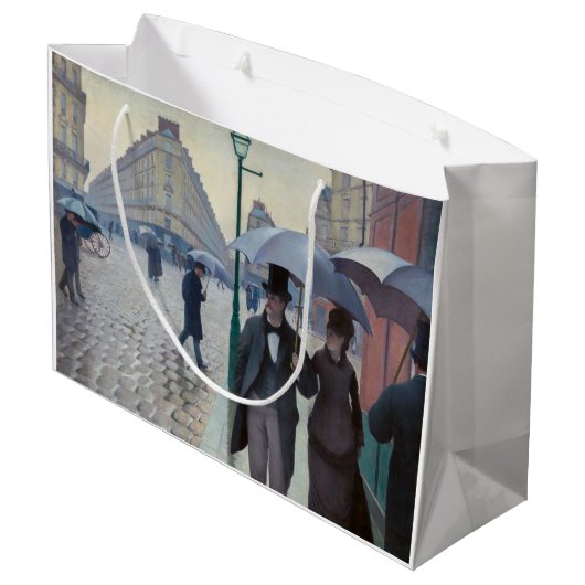 Gustave Caillebotte - Paris Street; Rainy Day Große Geschenktüte (Rückseite Schrägansicht)