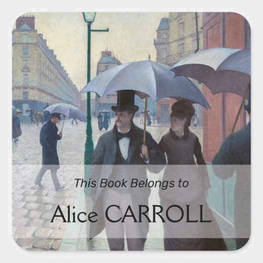 Gustave Caillebotte - Paris Street; Rainy Day Quadratischer Aufkleber (Vorderseite)